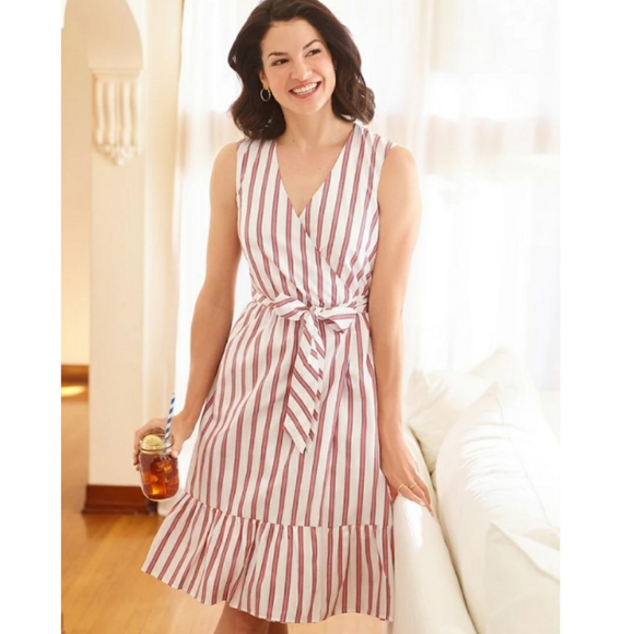 Draper James Dresses & Skirts - Draper James Stripe Faux Wrap Tank Dress